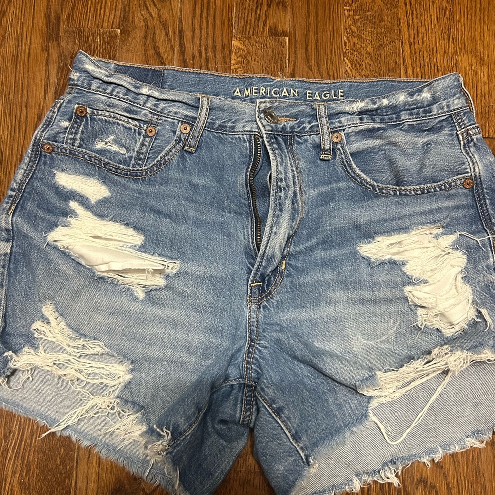 American Eagle Blue Distressed Denim Shorts
